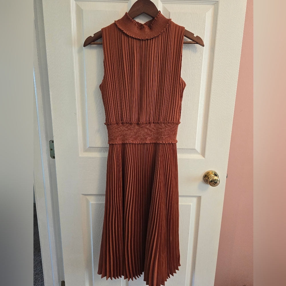 Nanette Lepore Burnt Oranelge Pleated Dress